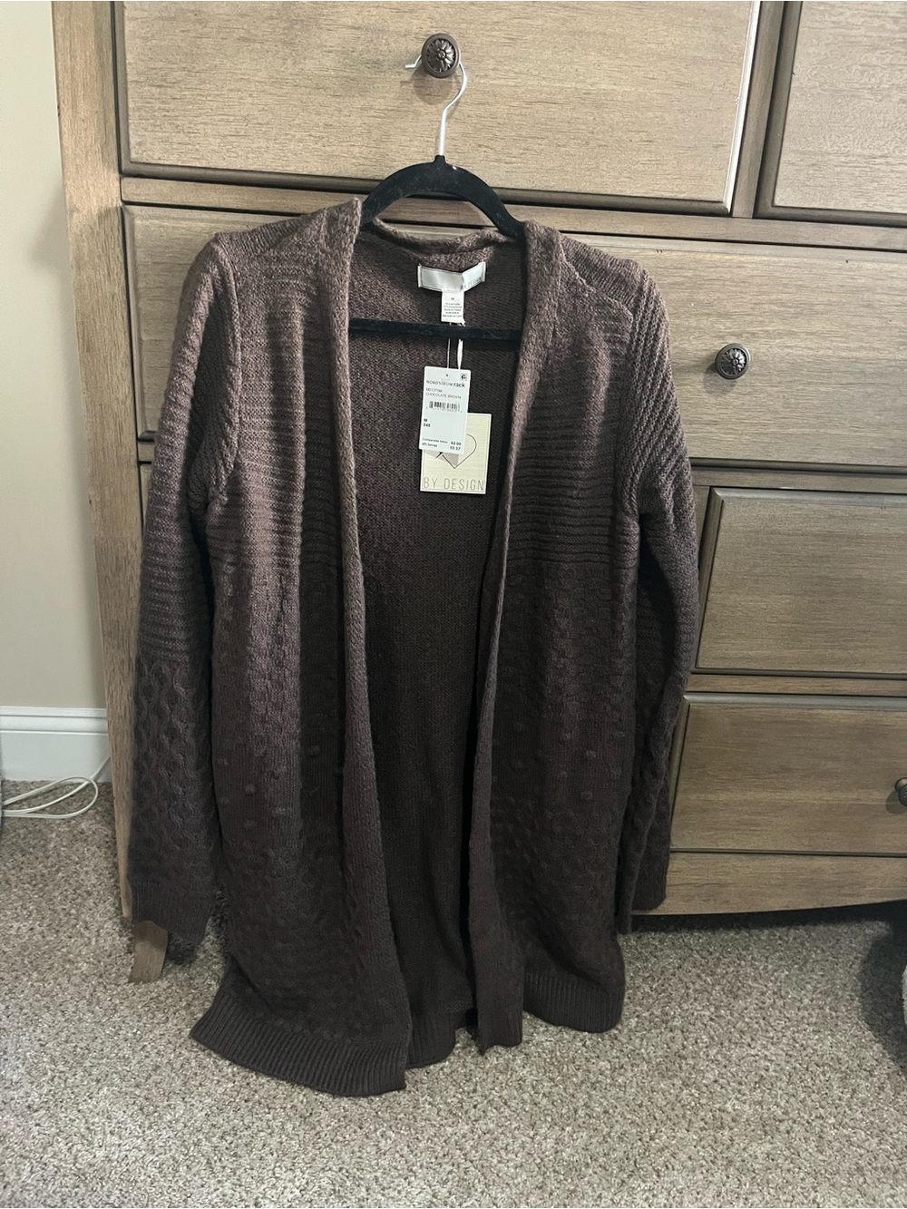 Cozy Open-Front Brown Knit Cardigan - By Design